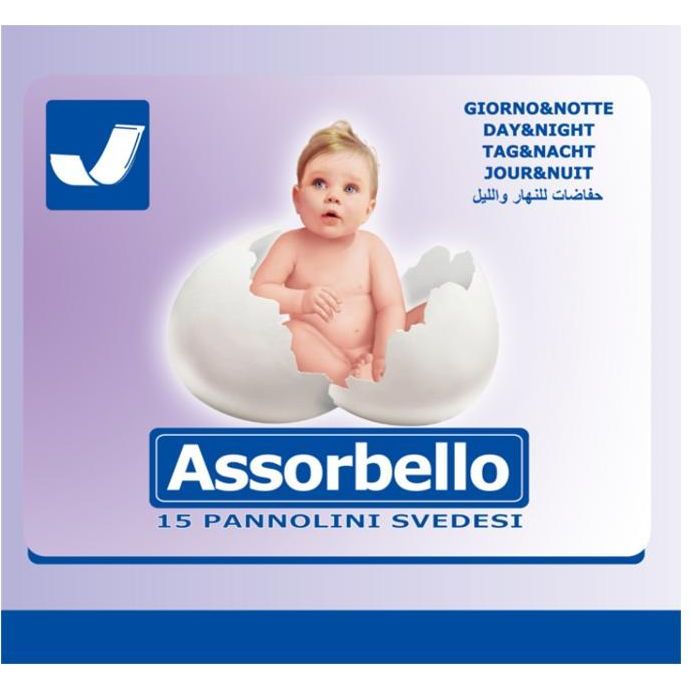 ASSORBELLO PANNOLINO RETTANGOLARE SVEDESE GIORNO & NOTTE 15 PEZZI